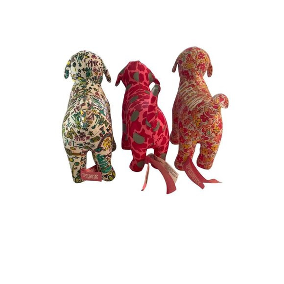 Victorias Secret Pink Stuffed Dog Trio - Floral Leopard & Graffiti Prints - Plus - Picture 6 of 8